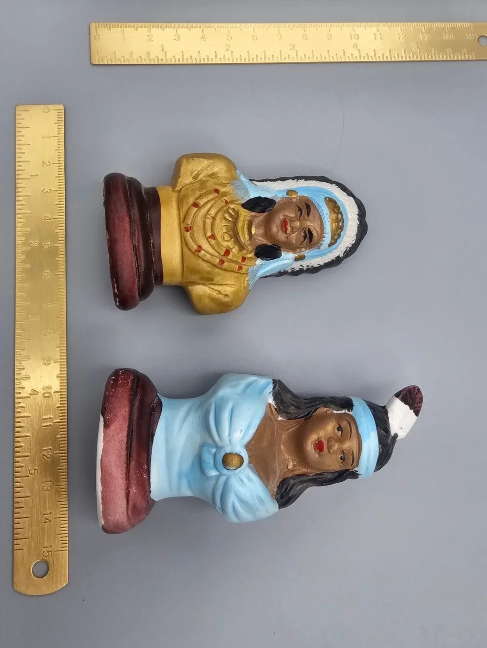 Vintage Native American Bust Salt and Pepper Shakers Set